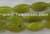 COJ107 15.5 inches 10*20mm trihedron olive jade beads wholesale