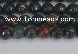 COJ310 15.5 inches 4mm faceted round Indian bloodstone beads
