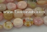 COP1293 15.5 inches 8mm flat round natural pink opal beads