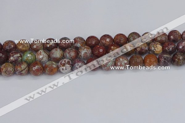 COP1397 15.5 inches 12mm faceted round African green opal beads