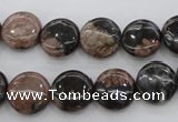 COP290 15.5 inches 12mm flat round natural grey opal beads