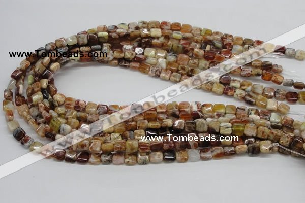 COP303 15.5 inches 8*8mm square brandy opal gemstone beads wholesale