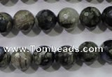 COP463 15.5 inches 10mm faceted round natural grey opal gemstone beads