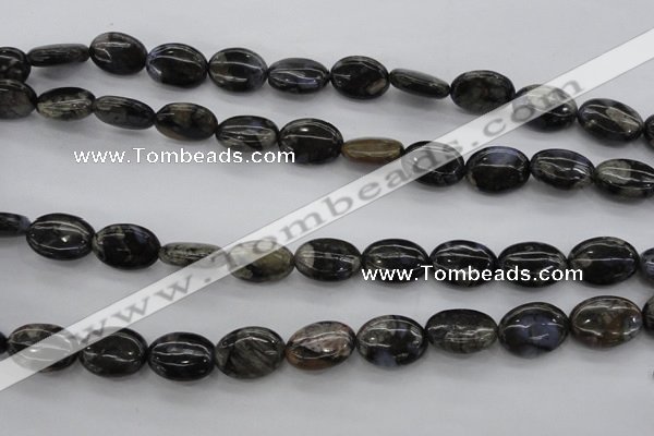 COP496 15.5 inches 10*14mm oval natural grey opal gemstone beads