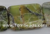 COP573 15.5 inches 30*40mm rectangle natural yellow & green opal beads