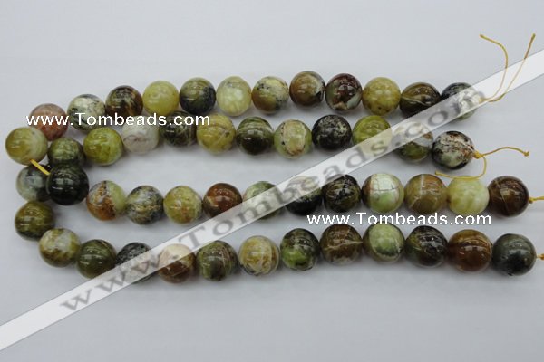 COP592 15.5 inches 16mm round natural yellow & green opal beads