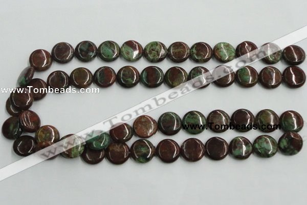 COP604 15.5 inches 16mm flat round green opal gemstone beads