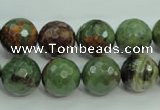 COP664 15.5 inches 12mm faceted round green opal gemstone beads