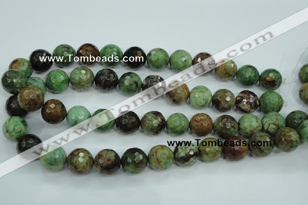 COP666 15.5 inches 16mm faceted round green opal gemstone beads