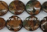 COP755 15.5 inches 20mm flat round green opal gemstone beads