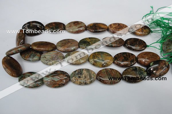 COP759 15.5 inches 20*30mm oval green opal gemstone beads