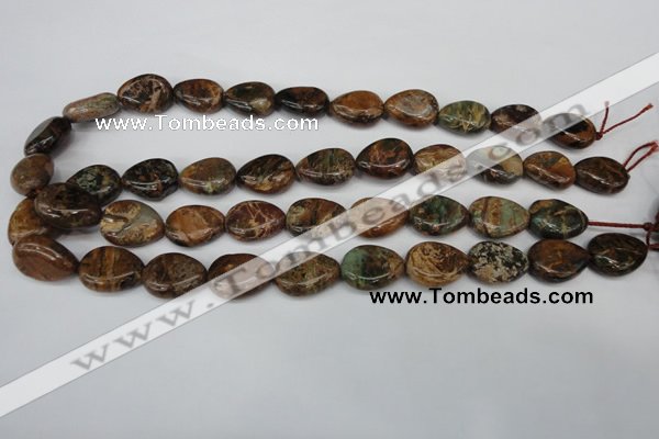 COP761 15.5 inches 15*20mm flat teardrop green opal gemstone beads