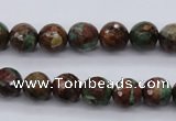 COP963 15.5 inches 10mm faceted round green opal gemstone beads