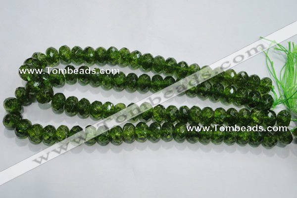 COQ102 15.5 inches 10*14mm faceted rondelle dyed olive quartz beads