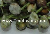 COS03 15.5 inches 10*14mm faceted teardrop ocean stone beads wholesale