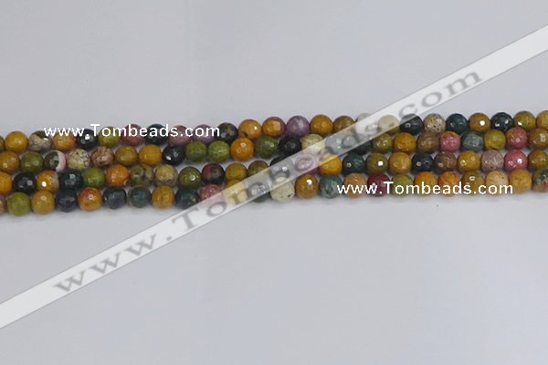 COS201 15.5 inches 6mm faceted round ocean jasper beads