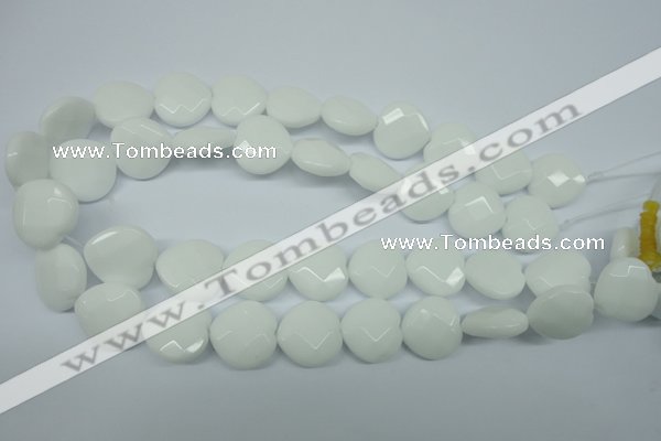 CPB312 15 inches 16*16mm faceted heart white porcelain beads
