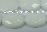 CPB340 15 inches 18*25mm faceted oval white porcelain beads
