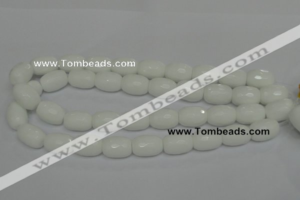 CPB44 15.5 inches 15*20mm faceted drum white porcelain beads