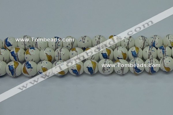 CPB593 15.5 inches 10mm round Painted porcelain beads