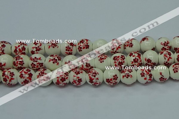 CPB611 15.5 inches 6mm round Painted porcelain beads