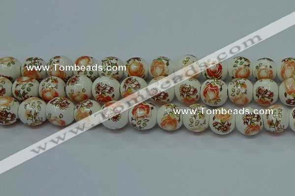 CPB673 15.5 inches 10mm round Painted porcelain beads