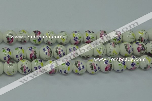 CPB774 15.5 inches 12mm round Painted porcelain beads