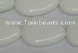 CPB93 15.5 inches 20*30mm flat teardrop white porcelain beads wholesale