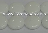 CPB98 15.5 inches 18mm flat round white porcelain beads wholesale