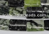 CPJ238 15.5 inches 13*20mm flat tube green picasso jasper beads