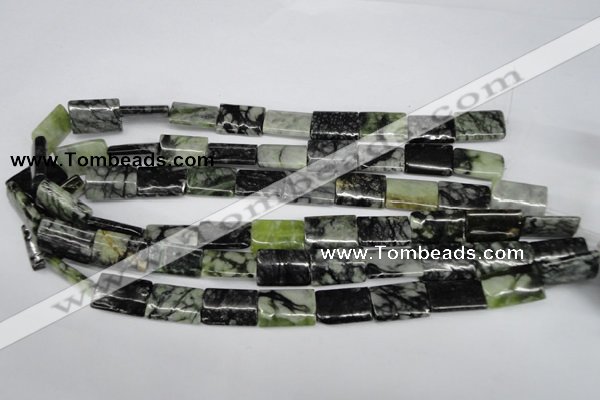 CPJ238 15.5 inches 13*20mm flat tube green picasso jasper beads