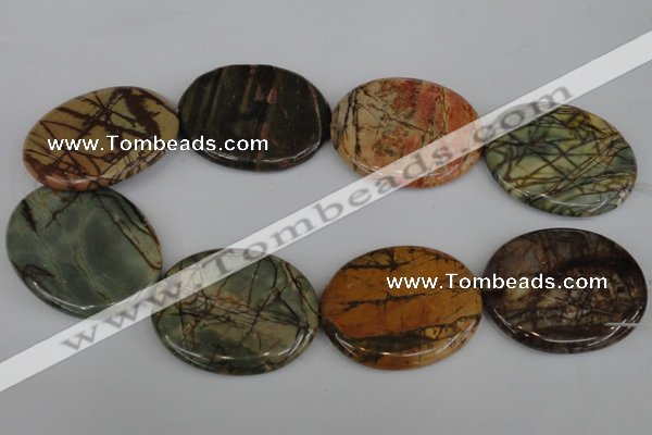 CPJ359 15.5 inches 40*50mm oval picasso jasper gemstone beads