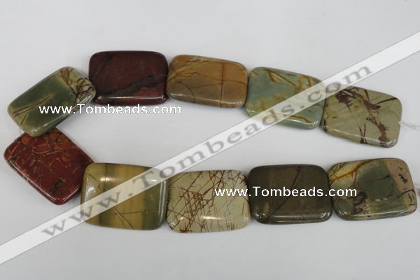 CPJ360 15.5 inches 30*40mm rectangle picasso jasper gemstone beads