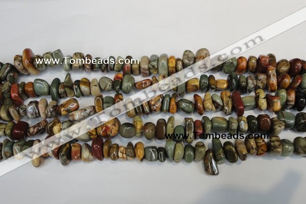 CPJ95 15.5 inches 6*14mm nuggets picasso jasper gemstone beads