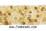 CPQ350 15.5 inches 4mm round yellow quartz gemstone beads