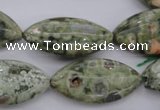 CPS140 15.5 inches 15*30mm marquise green peacock stone beads