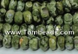 CPS53 15.5 inches 6*10mm faceted rondelle green peacock stone beads