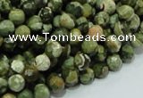 CPS56 15.5 inches 8mm faceted round green peacock stone beads