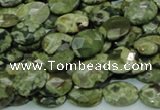 CPS89 15.5 inches 10*14mm faceted oval green peacock stone beads
