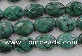 CPT237 15.5 inches 10*14mm faceted oval green picture jasper beads