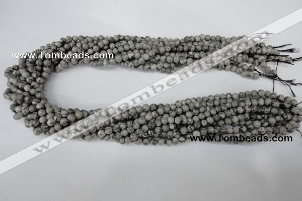CPT351 15.5 inches 4mm round grey picture jasper beads wholesale
