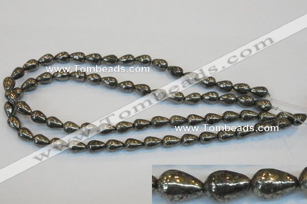CPY132 15.5 inches 8*12mm teardrop pyrite gemstone beads wholesale
