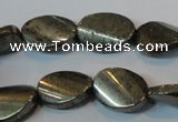 CPY335 15.5 inches 13*18mm twisted oval pyrite gemstone beads