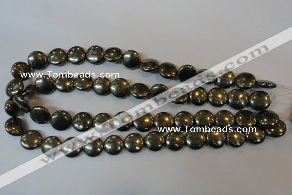 CPY36 16 inches 14mm coin pyrite gemstone beads wholesale
