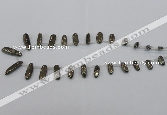 CPY396 Top drilled 5*15mm - 7*25mm sticks pyrite gemstone beads