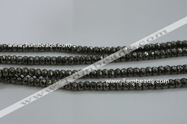 CPY428 15.5 inches 4*6mm faceted rondelle pyrite gemstone beads