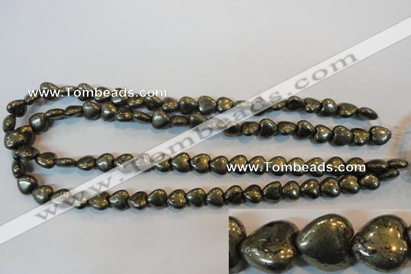 CPY51 16 inches 10*10mm heart pyrite gemstone beads wholesale
