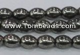 CPY598 15.5 inches 8*10mm rice pyrite gemstone beads wholesale