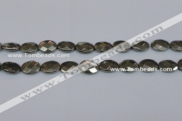 CPY633 15.5 inches 15*20mm faceted oval pyrite gemstone beads