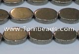 CPY642 15.5 inches 10*14mm oval pyrite gemstone beads wholesale
